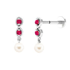 Arisha Jewels-Freshwater Pearl Drop Helix Piercing Earring with Ruby