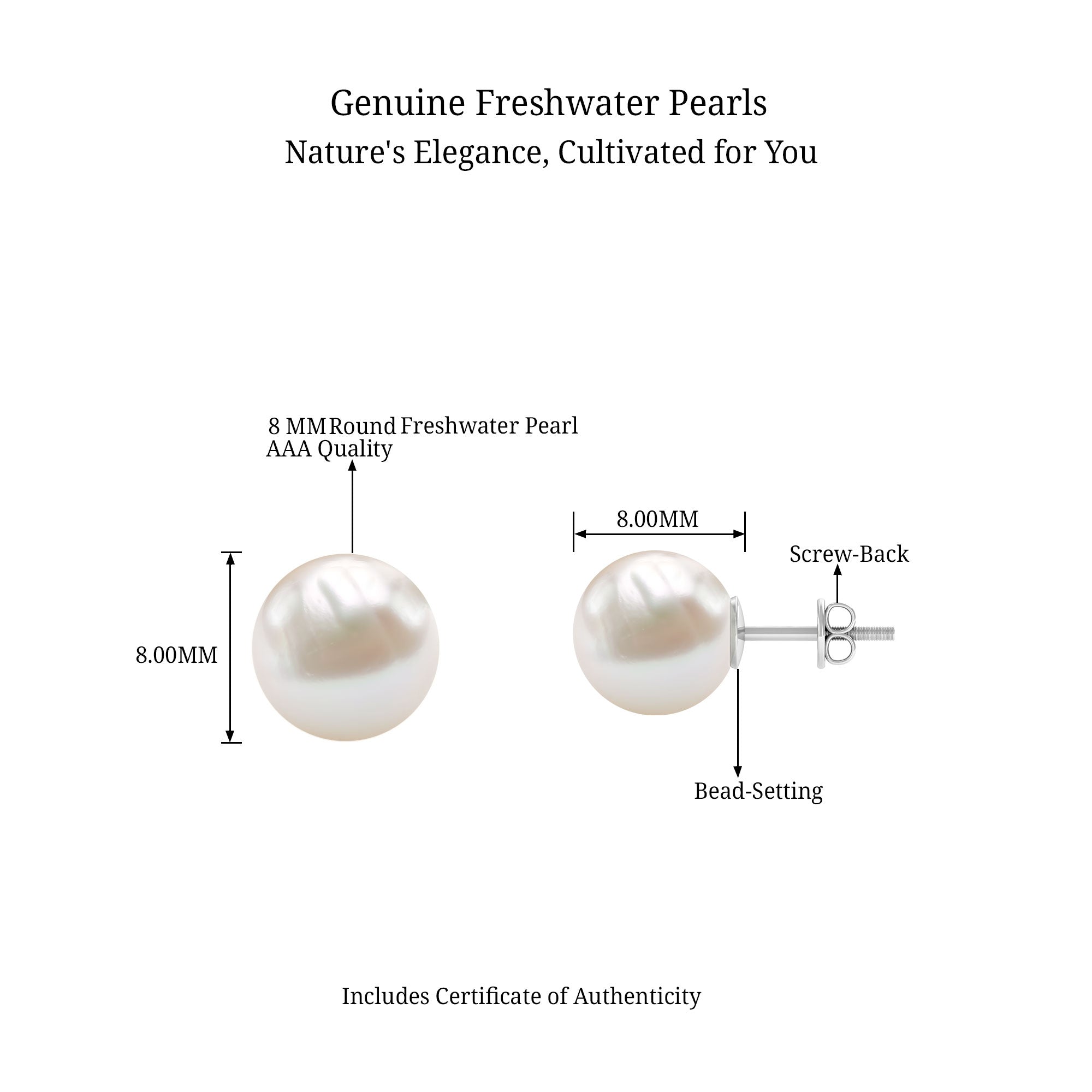 Arisha Jewels-Simple Freshwater Pearl Solitaire Stud Earrings