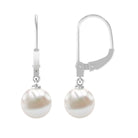 Arisha Jewels-White Pearl Drop Earrings with Lever Back Closure