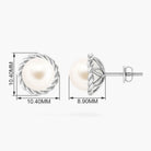 Twisted Rope Framed Pearl Solitaire Stud Earrings Freshwater Pearl - ( AAA ) - Quality 92.5 Sterling Silver - Arisha Jewels