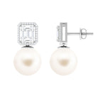 Arisha Jewels-Classic Freshwater Pearl Drop Earrings with Diamond