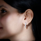 Classic Freshwater Pearl Half Hoop Silver Earrings Freshwater Pearl - ( AAA ) - Quality 92.5 Sterling Silver - Arisha Jewels