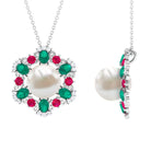 Arisha Jewels-Flower Inspired White Freshwater Pearl Cocktail Pendant Necklace