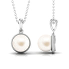 Arisha Jewels-Freshwater Pearl Solitaire Pendant in Twisted Rope Frame