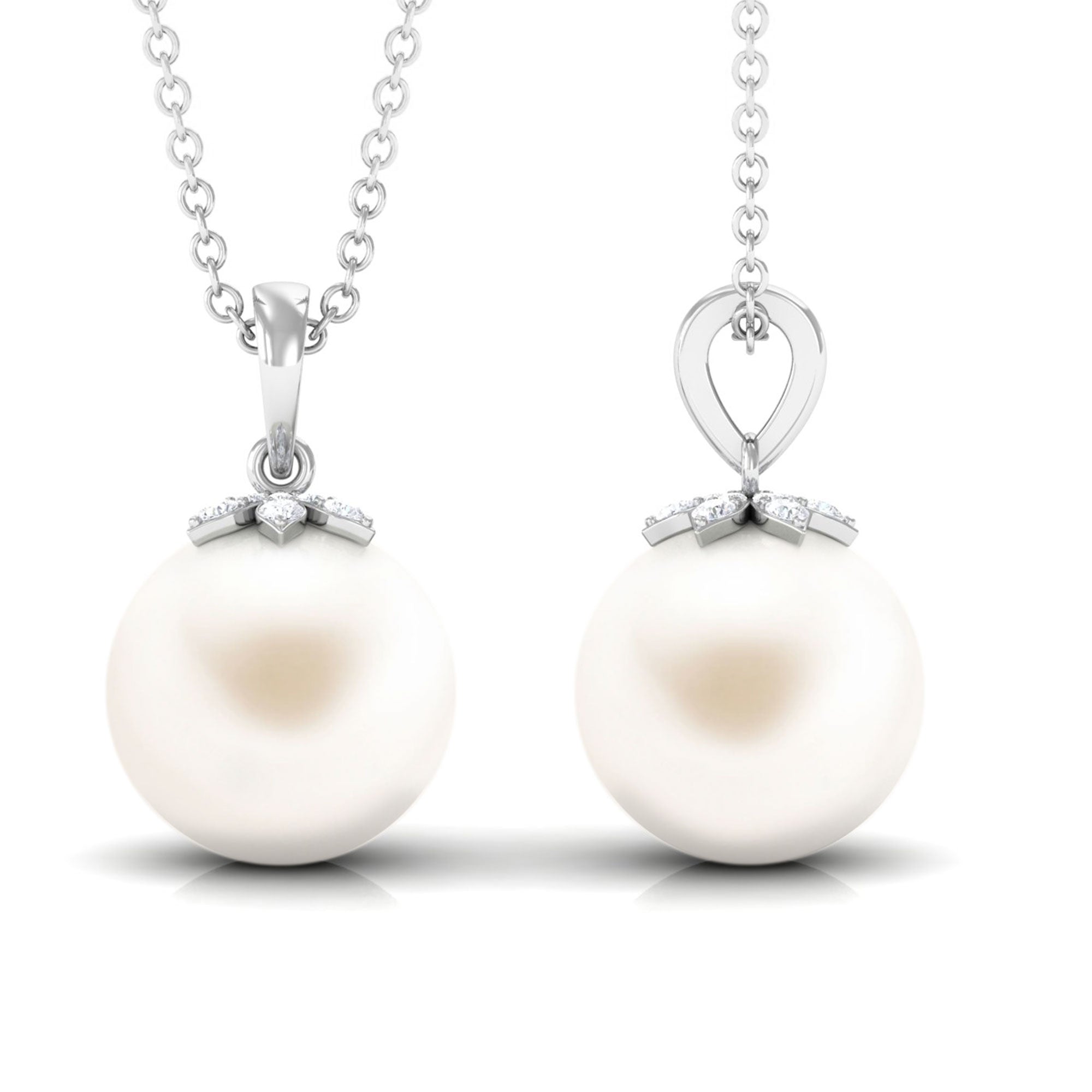 Arisha Jewels-Handpicked Freshwater Pearl Drop Pendant with Diamond