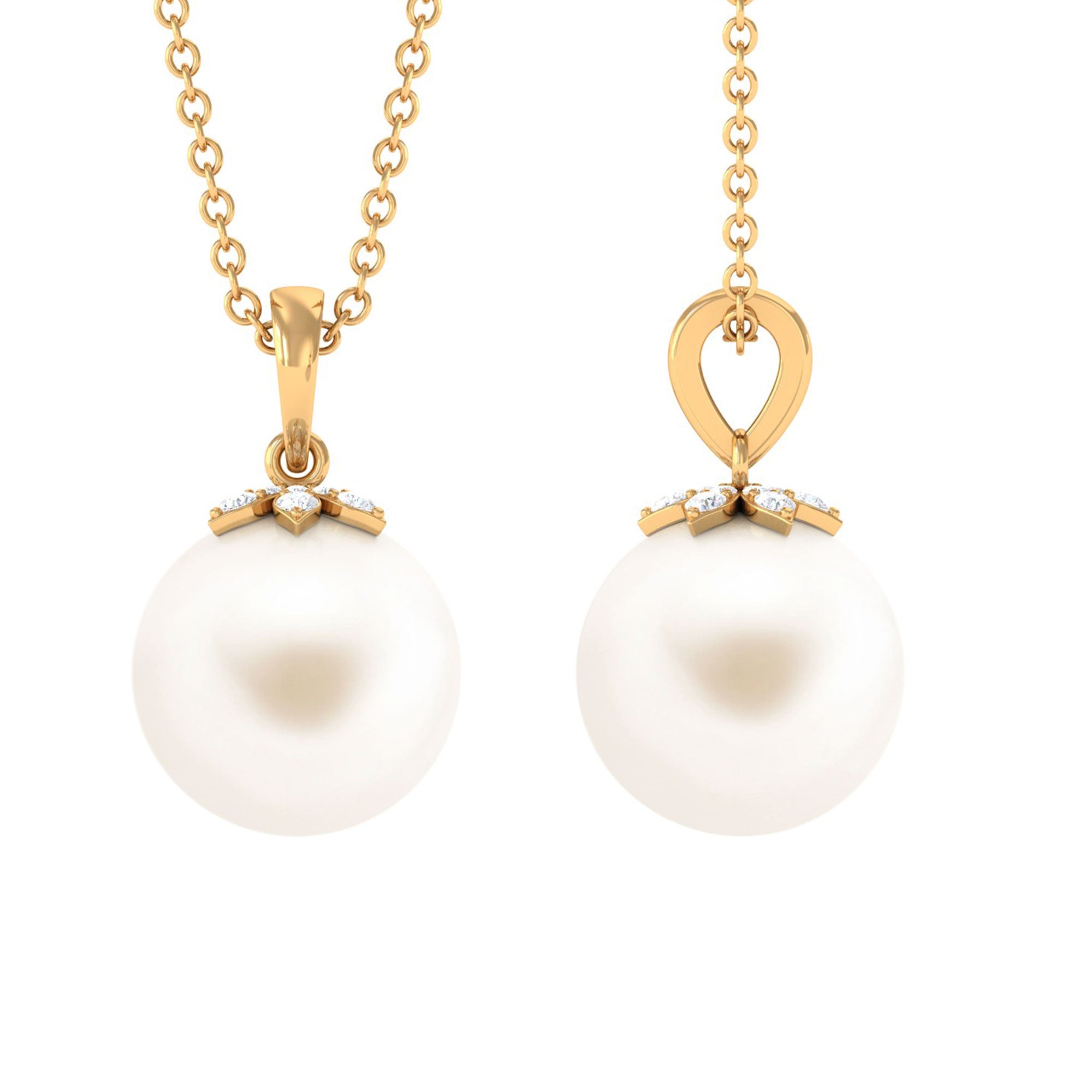 Arisha Jewels-Handpicked Freshwater Pearl Drop Pendant with Diamond