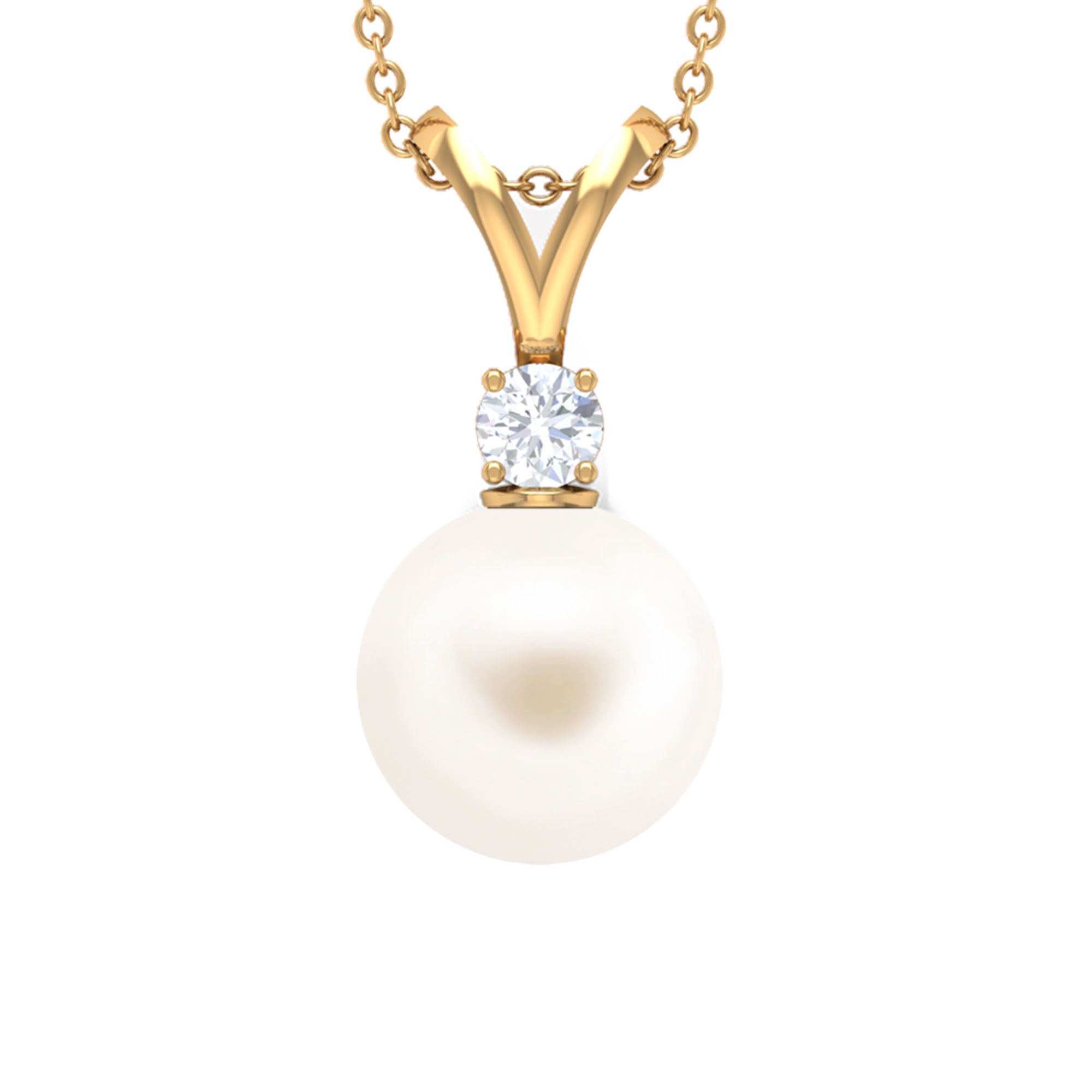 Arisha Jewels-Handpicked White Pearl Drop Pendant Necklace with Diamond