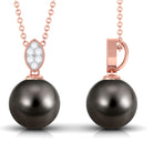 Arisha Jewels-Natural Tahitian Pearl Solitaire Pendant with Diamond