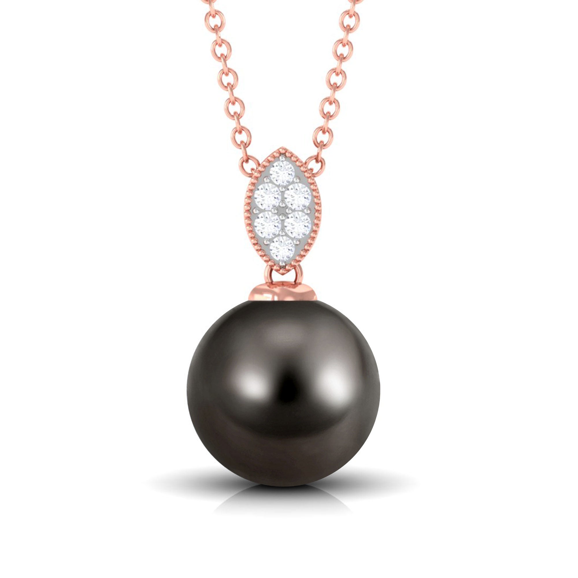 Arisha Jewels-Natural Tahitian Pearl Solitaire Pendant with Diamond