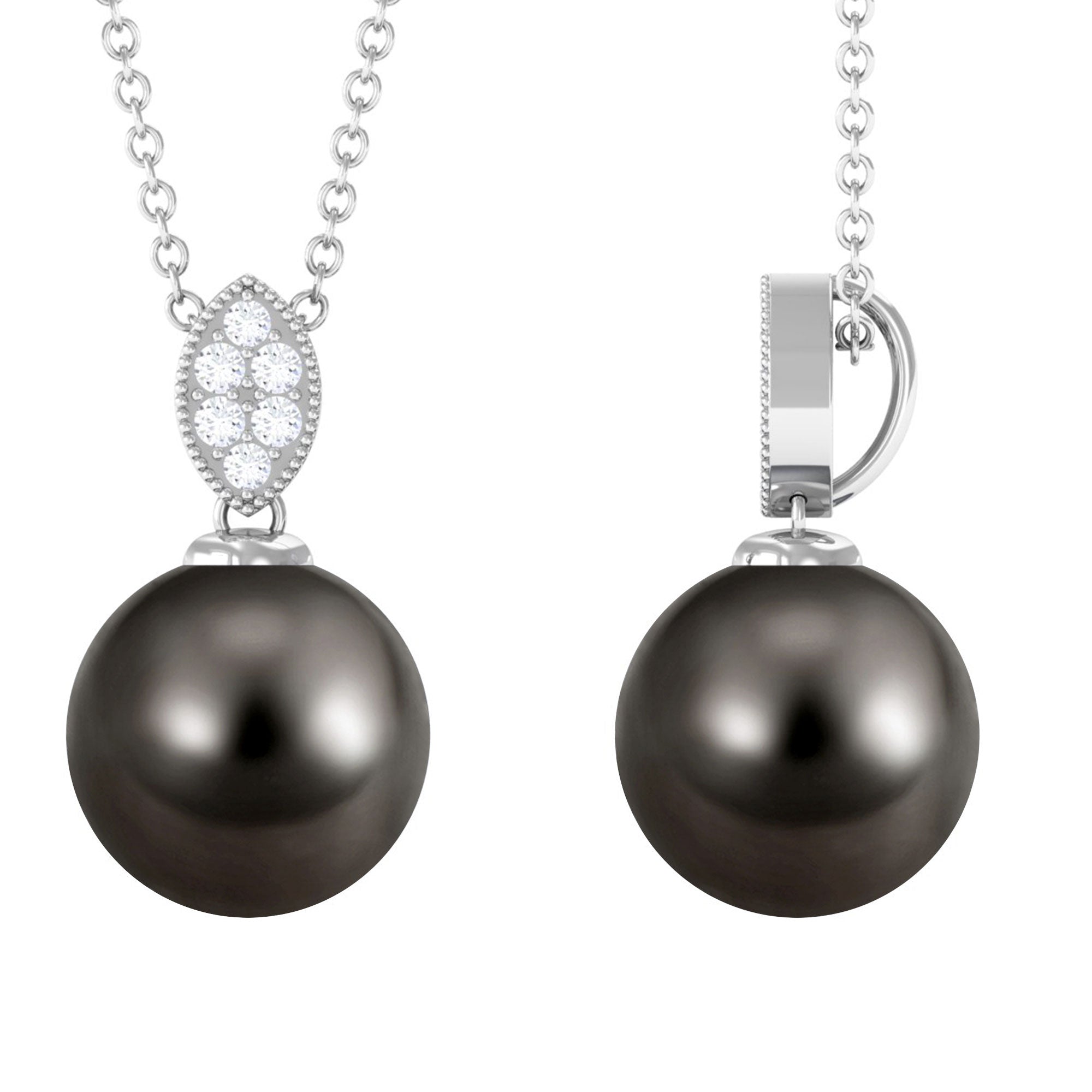 Arisha Jewels-Natural Tahitian Pearl Solitaire Pendant with Diamond