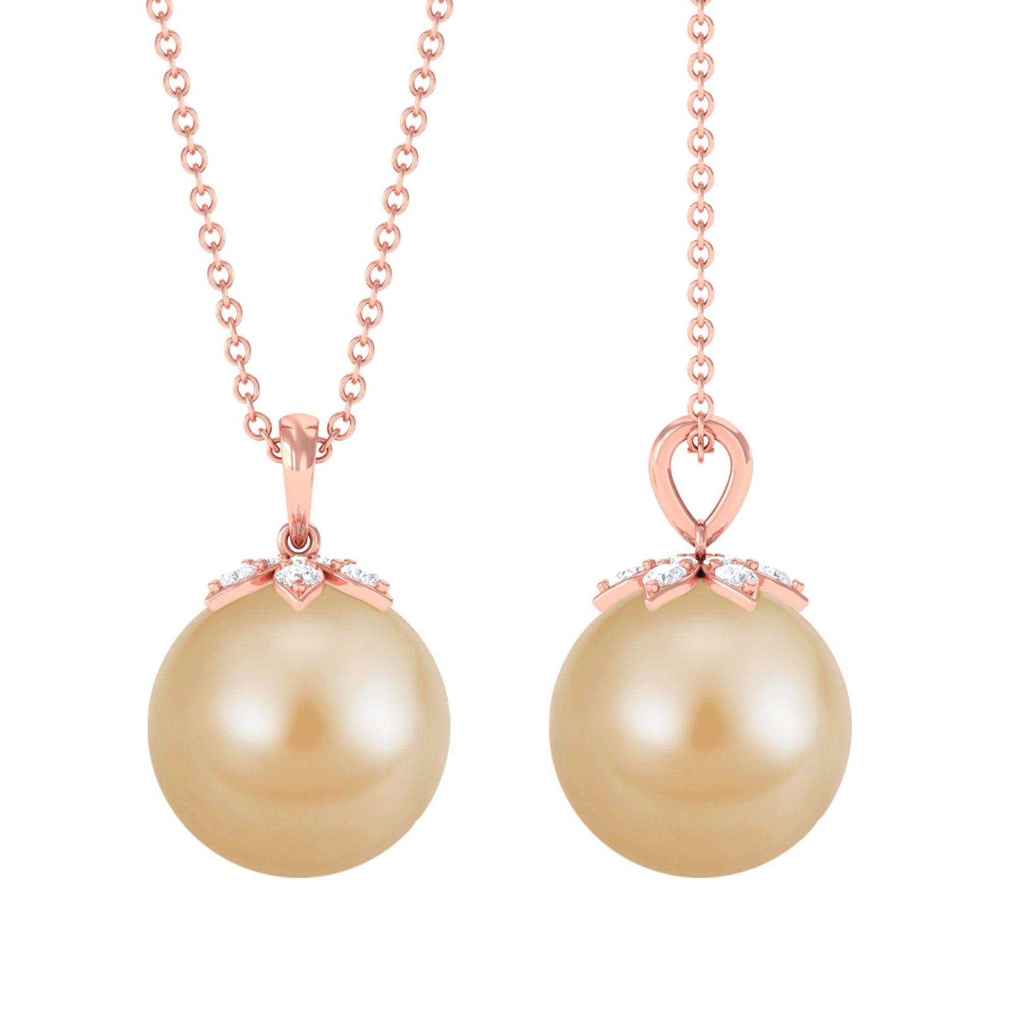 Arisha Jewels-12 MM Round South Sea Pearl Drop Pendant Necklace