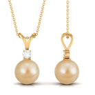 Arisha Jewels-Minimal South Sea Pearl and Diamond Pendant with Rabbit Ear Bail