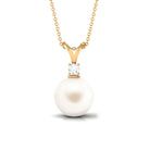 Arisha Jewels-Handpicked White Pearl Drop Pendant Necklace with Diamond