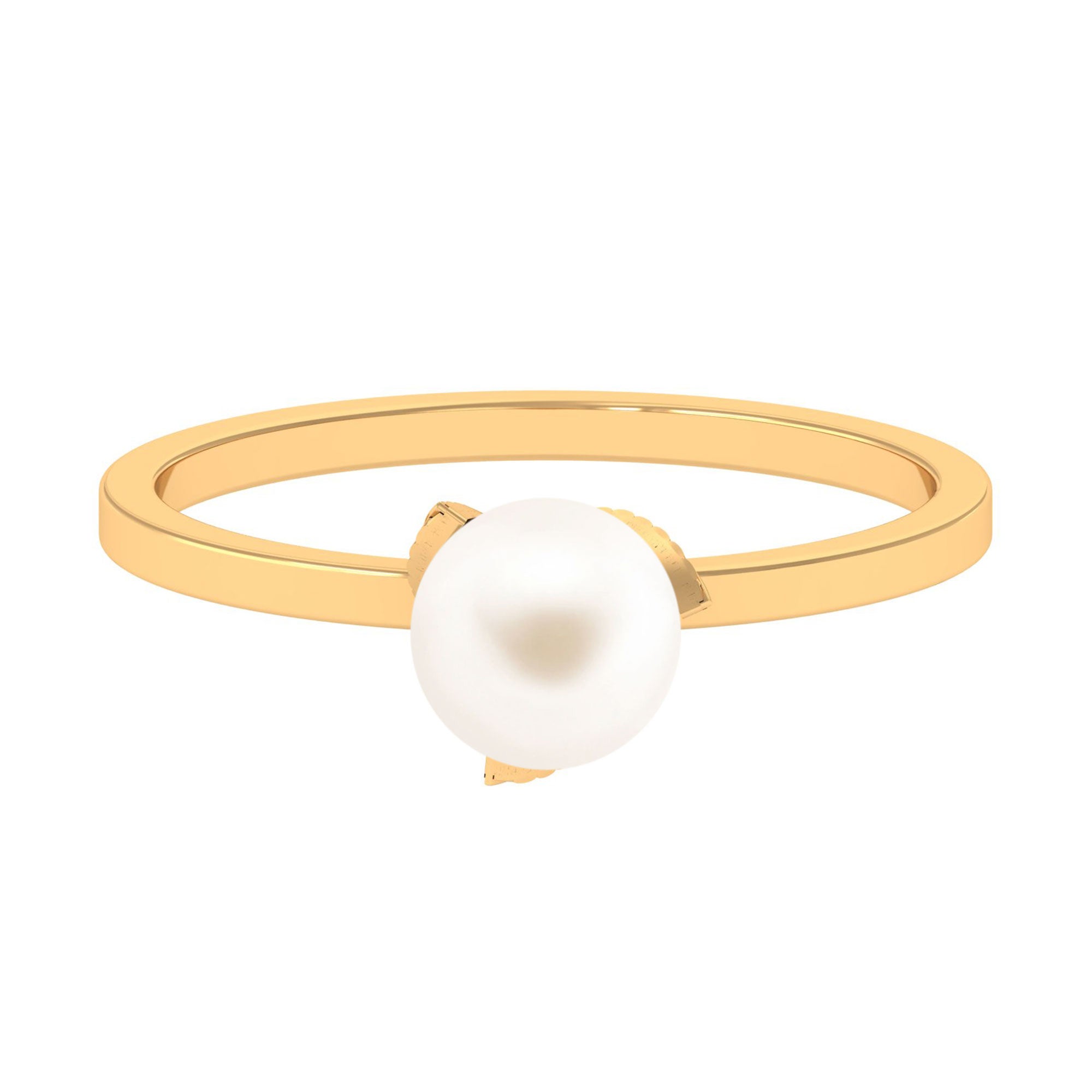 Arisha Jewels-Solitaire Freshwater Pearl Leaf Ring