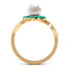 Arisha Jewels-Flower Inspired Freshwater Pearl Cocktail Ring with Emerald