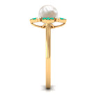 Arisha Jewels-Nature Inspired Freshwater Pearl Floral Ring with Emerald