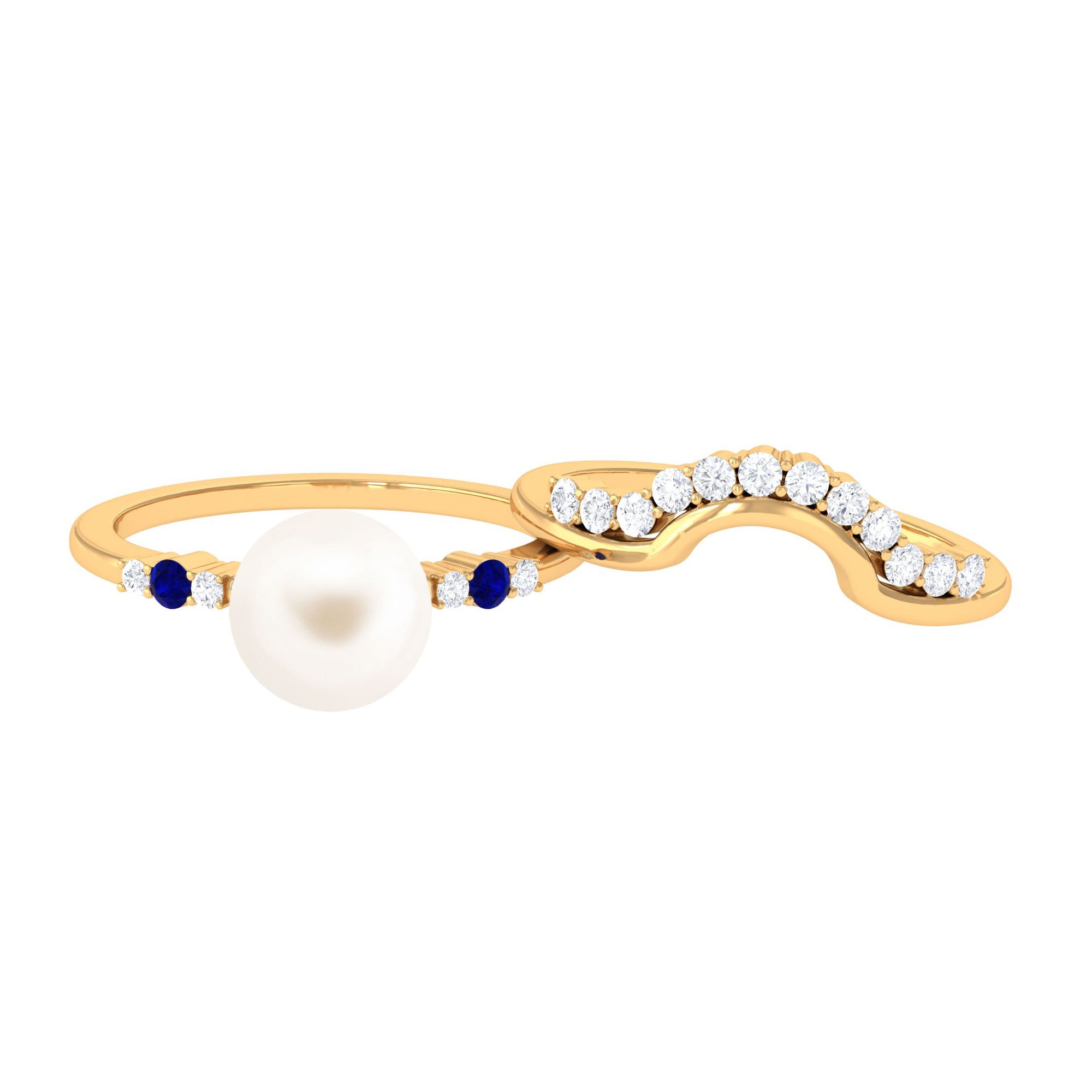 Arisha Jewels-Elegant White Pearl Ring Set for Bride