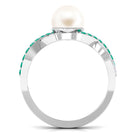 Solitaire Freshwater Pearl Infinity Ring with Emerald and Diamond Freshwater Pearl-AAA Quality - Arisha Jewels