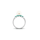 Arisha Jewels-White Pearl Solitaire Ring Set with Emerald