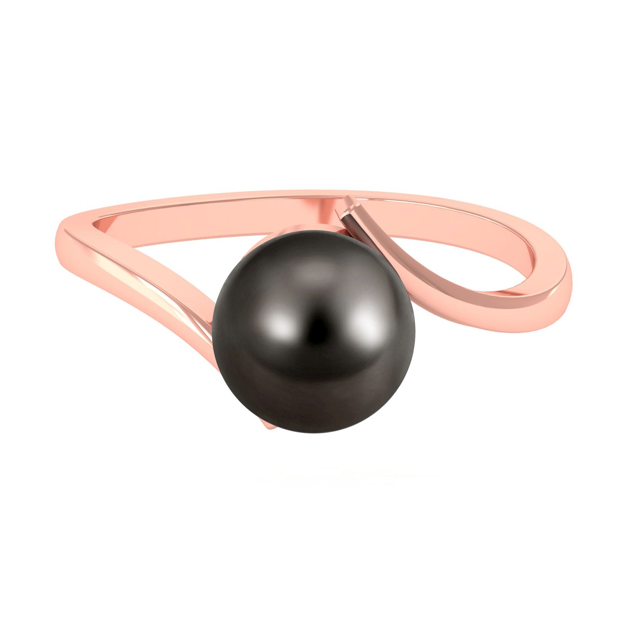 Arisha Jewels-Minimalist Tahitian Pearl Solitaire Bypass Ring