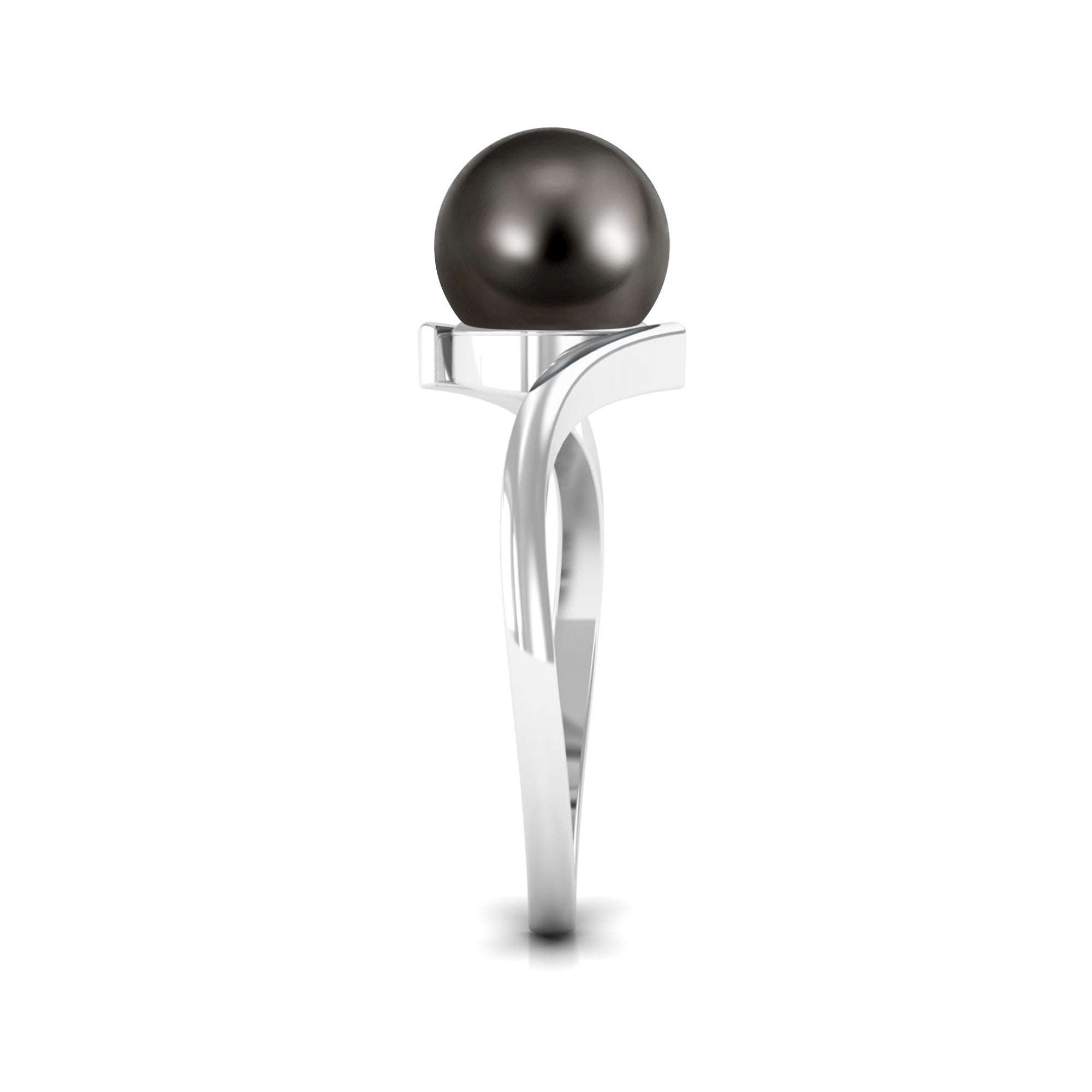 Arisha Jewels-Minimalist Tahitian Pearl Solitaire Bypass Ring