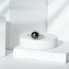 Arisha Jewels-Tahitian Pearl Halo Engagement Ring with Diamond