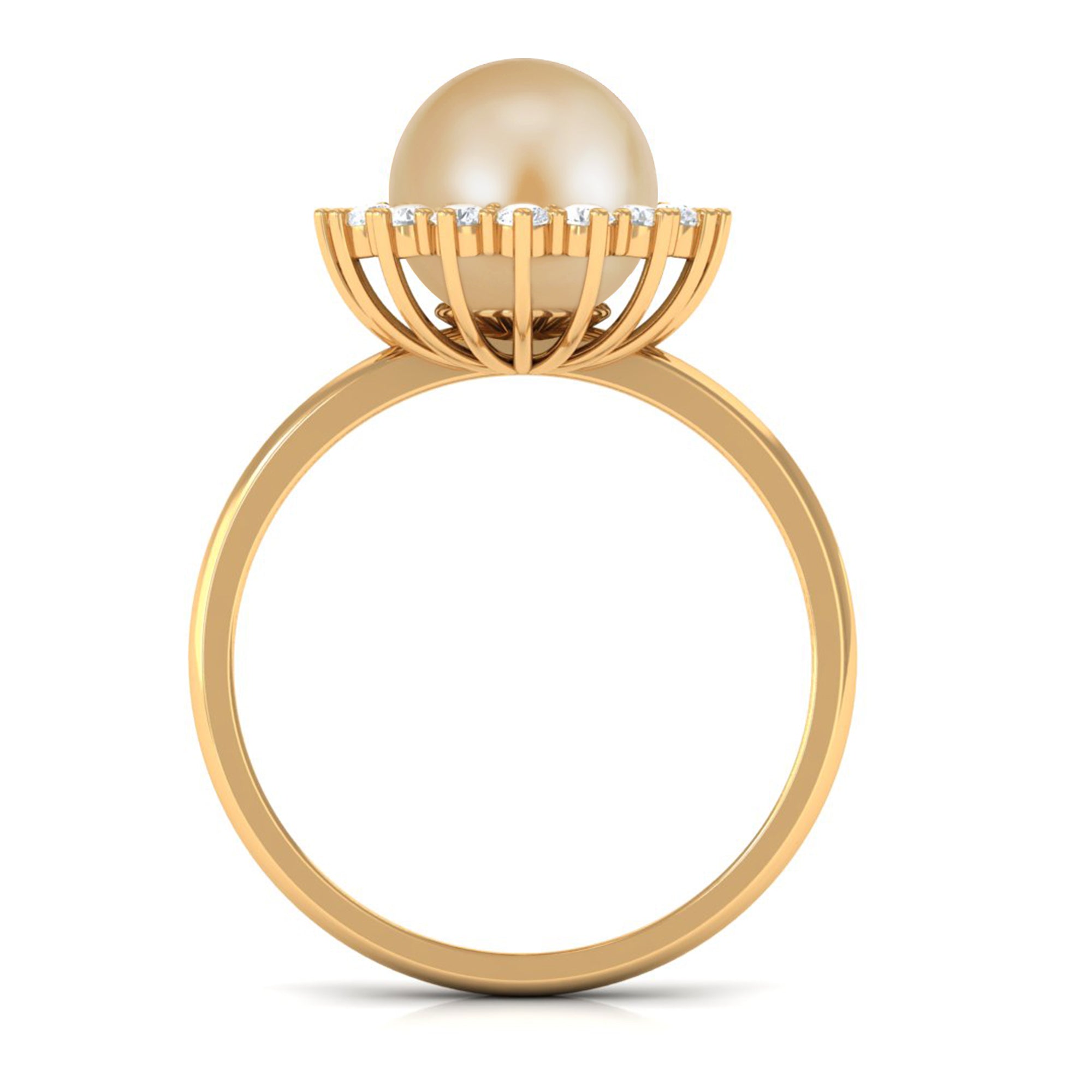 Arisha Jewels-South Sea Pearl Halo Engagement Ring with Diamond