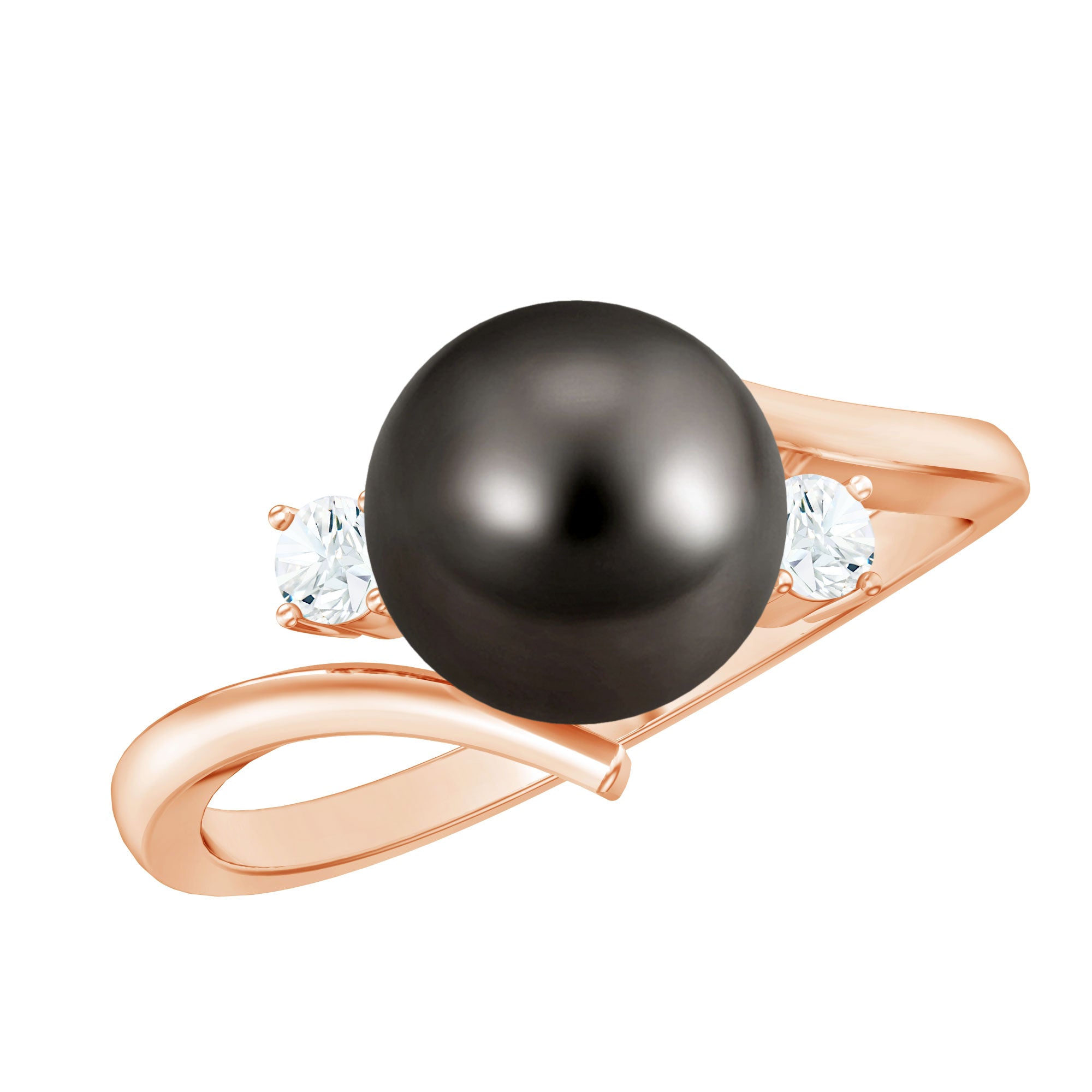 Arisha Jewels-Tahitian Pearl Bypass Engagement Ring with Diamond