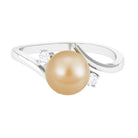 Arisha Jewels-Minimal South Sea Pearl Bypass Engagement Ring with Diamond