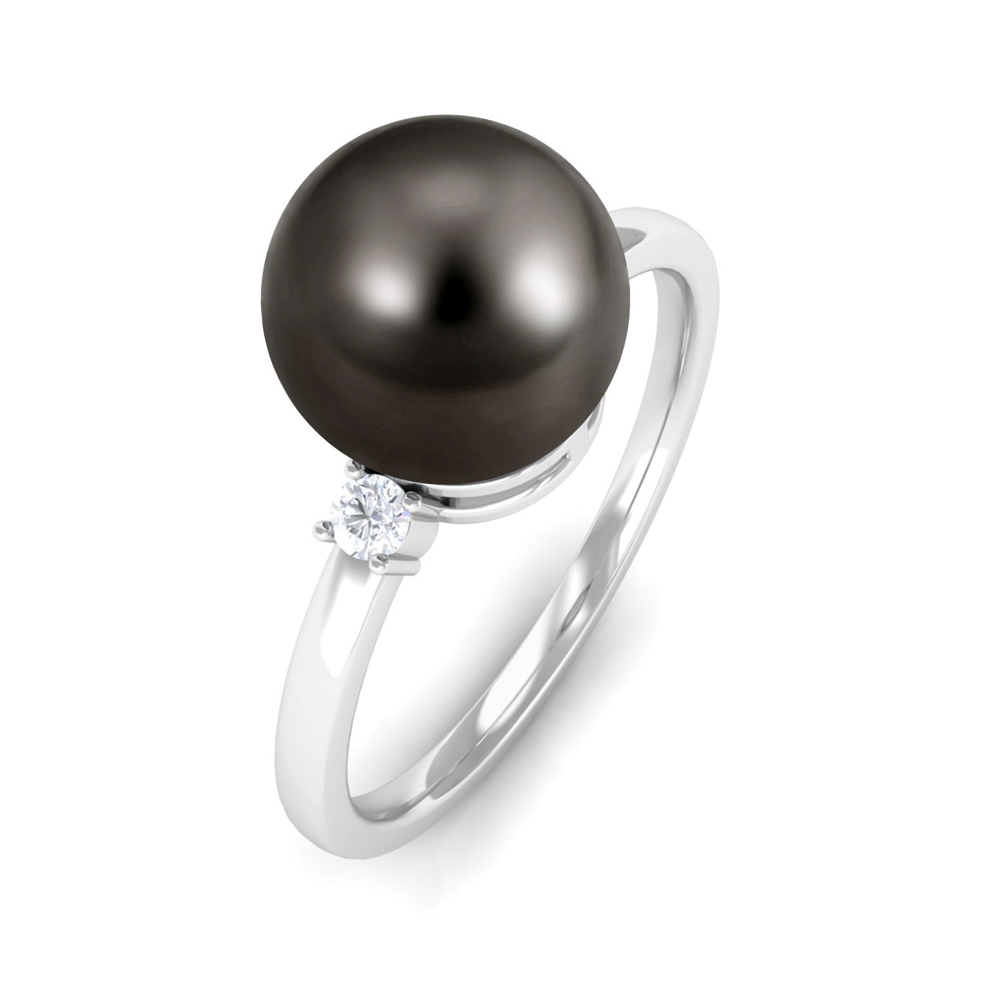 Arisha Jewels-Minimal Tahitian Pearl Solitaire Promise Ring