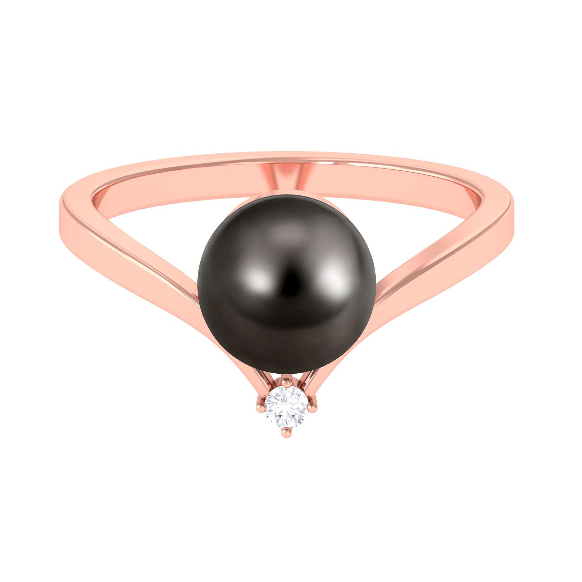 Arisha Jewels-Round Tahitian Black Pearl Solitaire Promise Ring