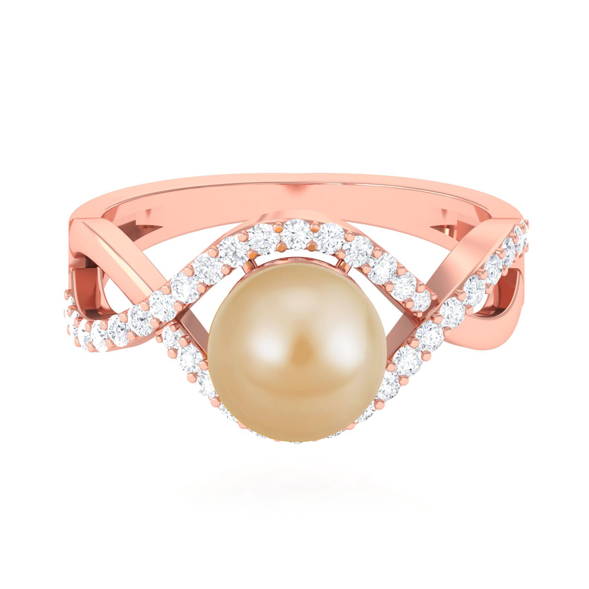 Arisha Jewels-Statement South Sea Pearl Crossover Ring with Diamond