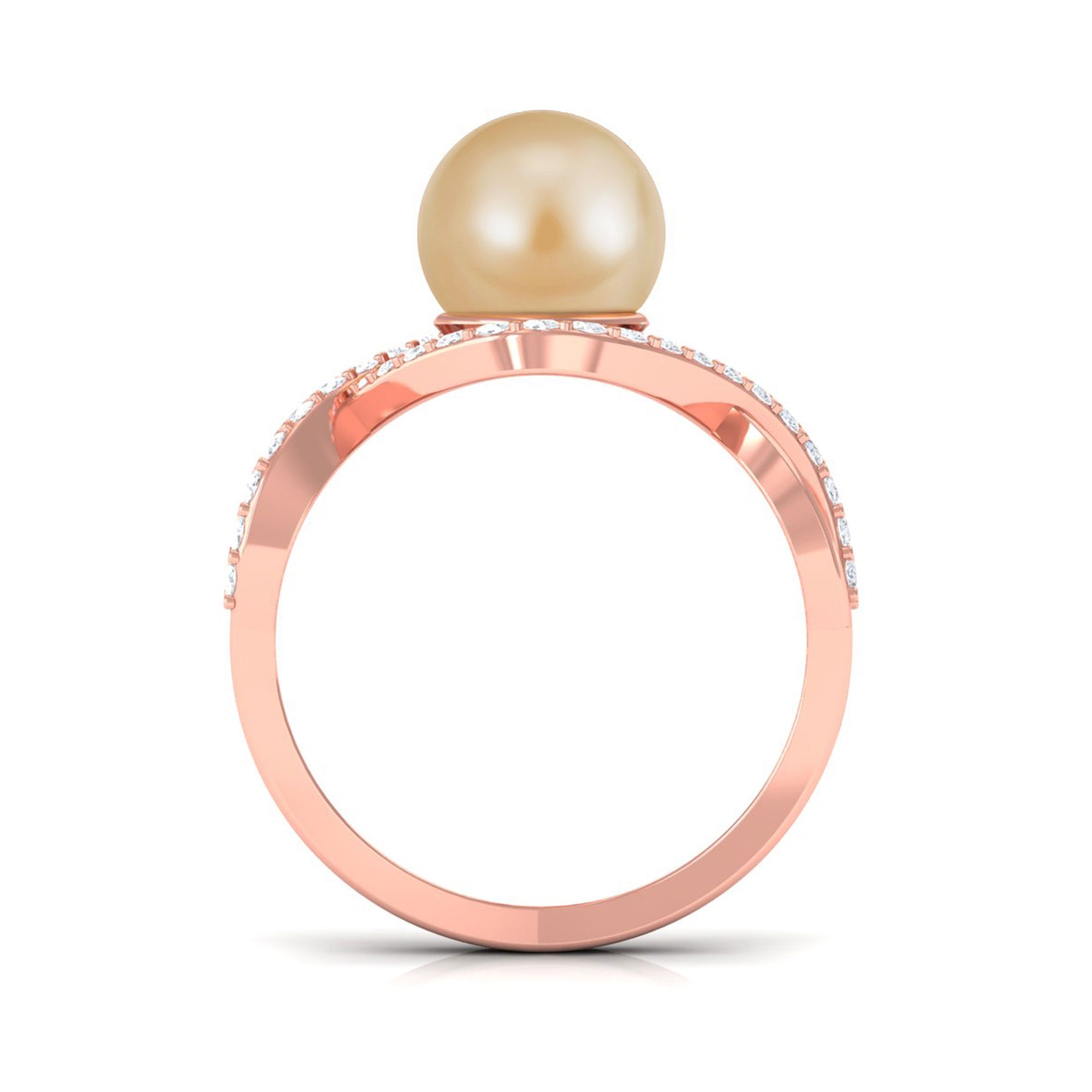 Arisha Jewels-Statement South Sea Pearl Crossover Ring with Diamond