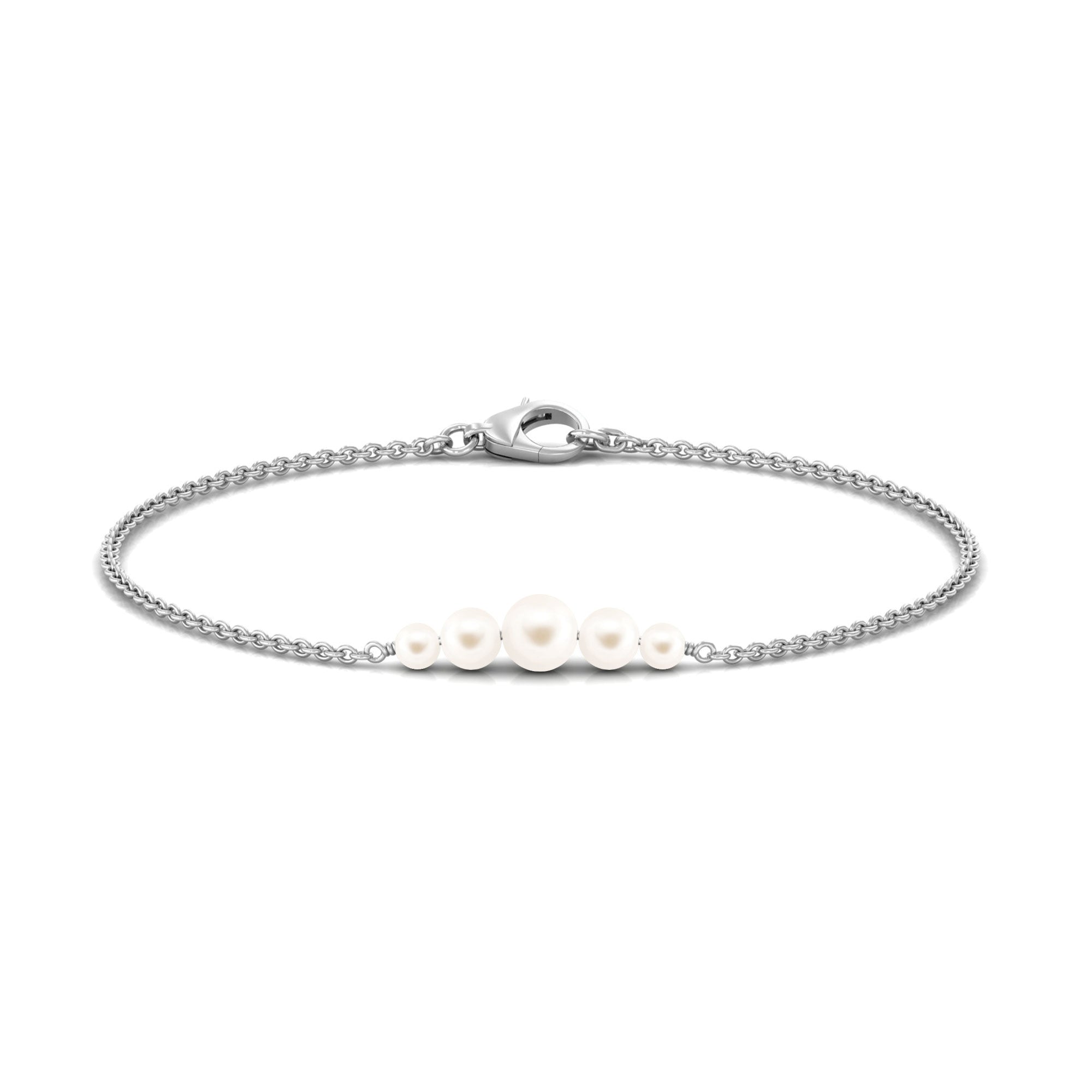 Graduated Style Freshwater Pearl Chain Bracelet Freshwater Pearl-AAAA Quality - Arisha Jewels