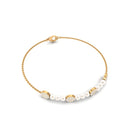 White Cultured Pearl Chain Bracelet with Diamond Freshwater Pearl-AAAA Quality - Arisha Jewels