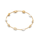 Minimal Freshwater Pearl Station Chain Bracelet with Diamond Freshwater Pearl-AAA Quality - Arisha Jewels