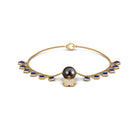 Tahitian Pearl Butterfly Charm Bracelet with Sapphire and Diamond Tahitian pearl-AAA Quality - Arisha Jewels