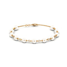 Simple Freshwater Pearl Chain Bracelet with Diamond Freshwater Pearl-AAA Quality - Arisha Jewels