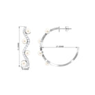 Designer Freshwater Pearl Half Hoop Earrings with Diamond Freshwater Pearl-AAAA Quality - Arisha Jewels