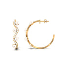 Designer Freshwater Pearl Half Hoop Earrings with Diamond Freshwater Pearl-AAAA Quality - Arisha Jewels