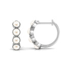 Minimal Hoop Earrings with Freshwater Pearl Freshwater Pearl-AAAA Quality - Arisha Jewels