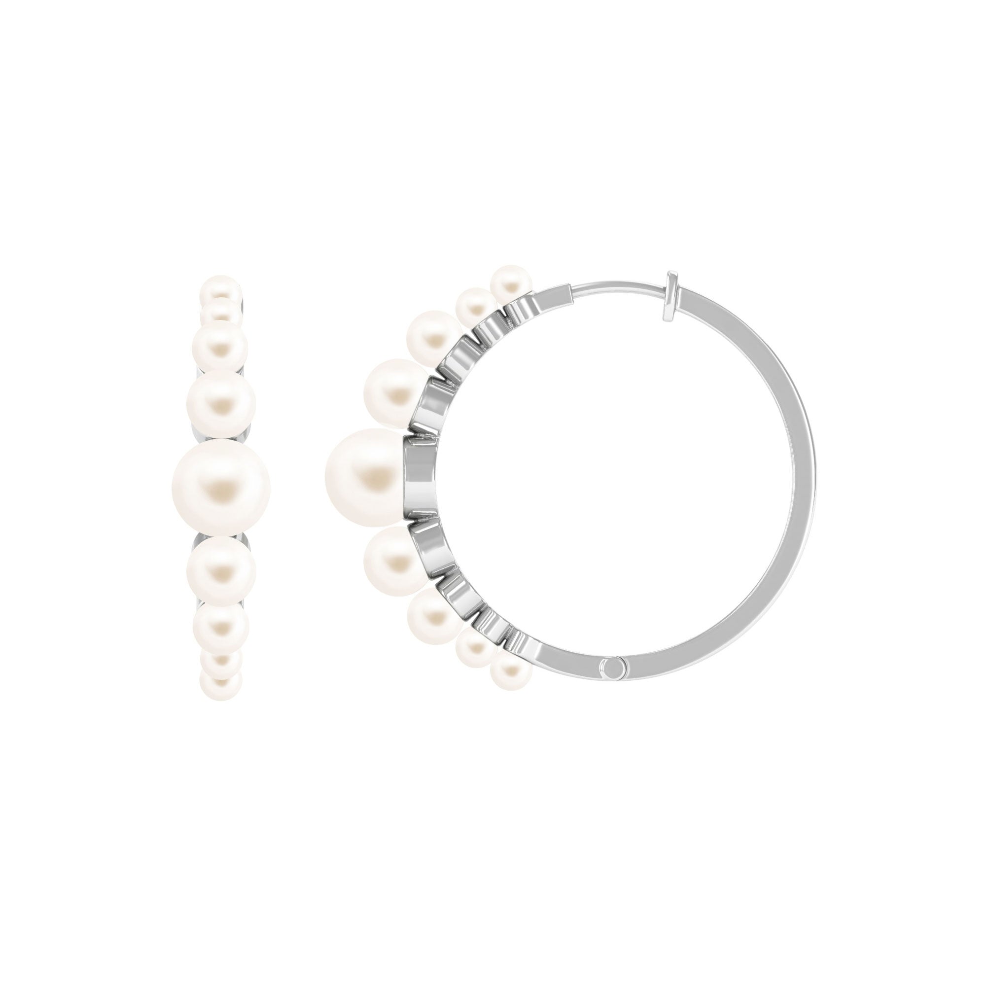 Elegant Freshwater Pearl Hoop Earrings in Graduated Style Freshwater Pearl-AAAA Quality - Arisha Jewels