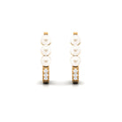 Classic Freshwater Pearl Half Hoop Earrings with Diamond Freshwater Pearl-AAAA Quality - Arisha Jewels