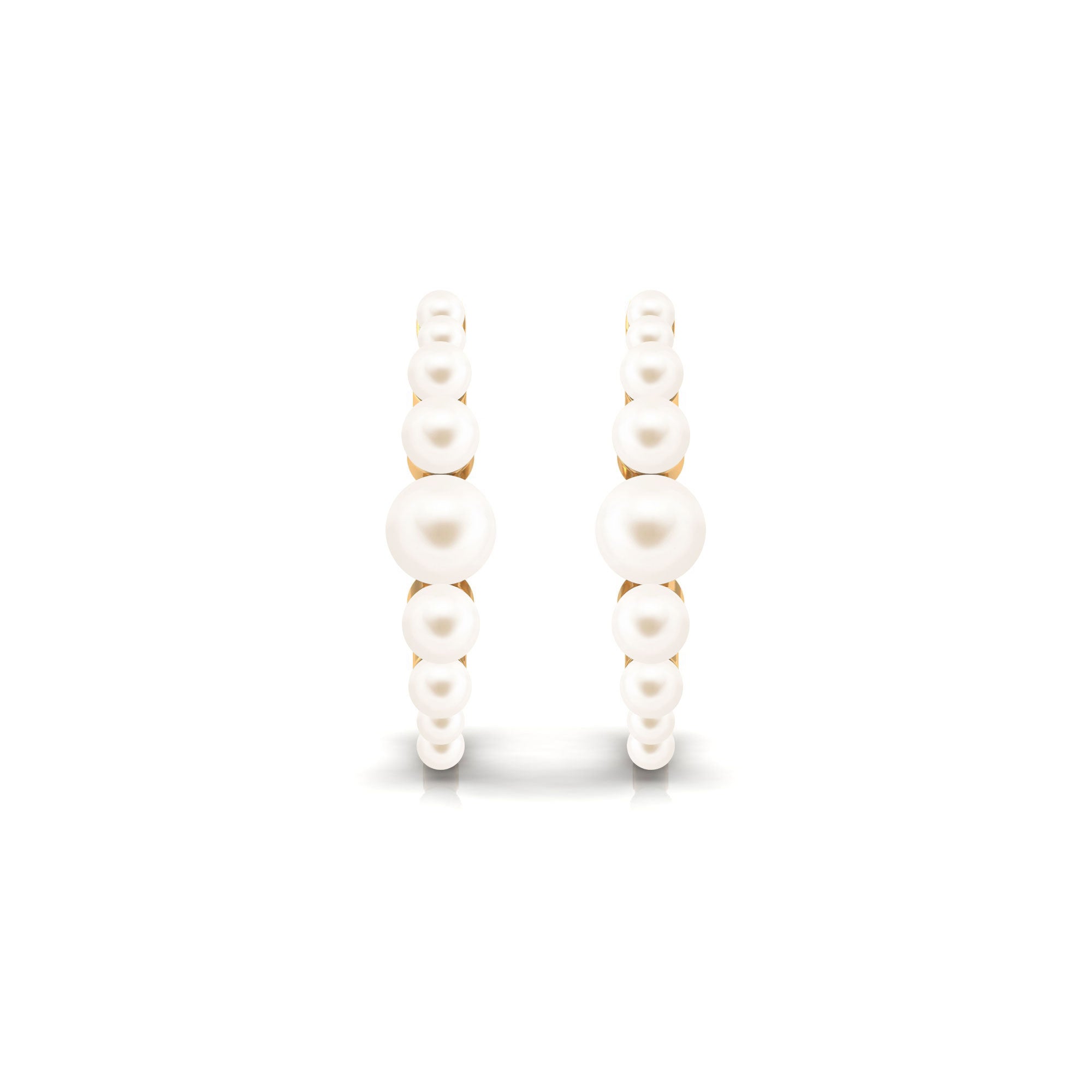 Elegant Freshwater Pearl Hoop Earrings in Graduated Style Freshwater Pearl-AAA Quality - Arisha Jewels