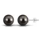 Simple Round Tahitian Pearl Solitaire Stud Earrings Tahitian pearl - ( AAA ) - Quality - Arisha Jewels