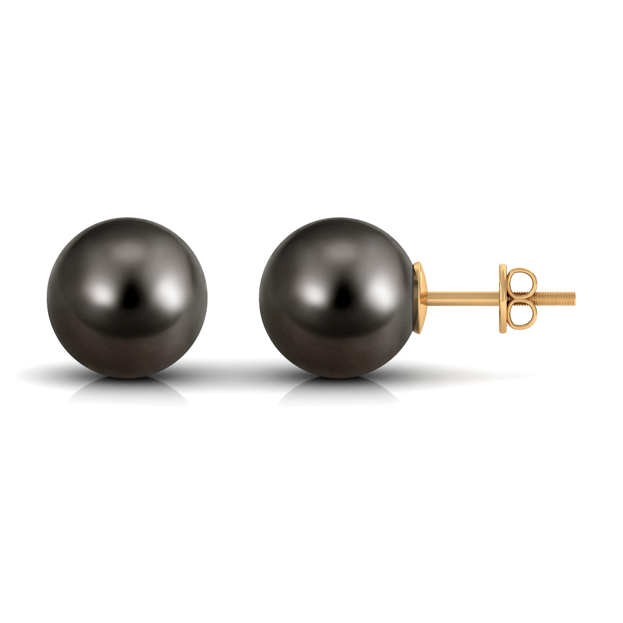 Simple Round Tahitian Pearl Solitaire Stud Earrings Tahitian pearl - ( AAA ) - Quality - Arisha Jewels