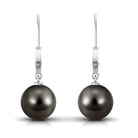 Minimal Black Pearl Solitaire Drop Earrings Tahitian pearl - ( AAA ) - Quality - Arisha Jewels