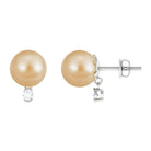 Minimal South Sea Pearl Solitaire Stud Earrings with Diamond South Sea Pearl - ( AAA ) - Quality - Arisha Jewels