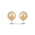 Minimal South Sea Pearl Solitaire Stud Earrings with Diamond South Sea Pearl - ( AAA ) - Quality - Arisha Jewels