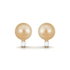 Minimal South Sea Pearl Solitaire Stud Earrings with Diamond South Sea Pearl - ( AAA ) - Quality - Arisha Jewels